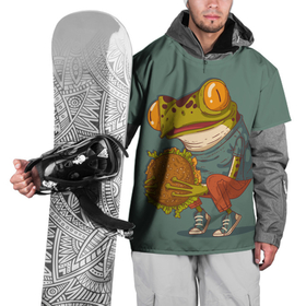 Накидка на куртку 3D с принтом Лягуха с подсолнухом , 100% полиэстер |  | Тематика изображения на принте: frog | жаба | животное | лягуха | лягушка | подсолнух