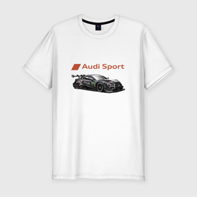 Мужская футболка хлопок Slim с принтом Audi sport   Power в Екатеринбурге, 92% хлопок, 8% лайкра | приталенный силуэт, круглый вырез ворота, длина до линии бедра, короткий рукав | audi | car | motorsport | power | racing | sport | team | автомобиль | автоспорт | ауди | гонка | мощь
