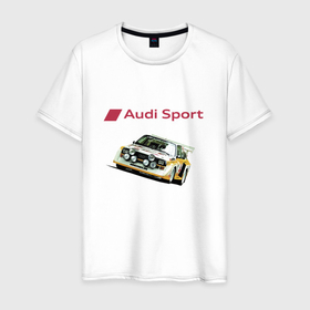 Мужская футболка хлопок с принтом Audi   Racing team   Power , 100% хлопок | прямой крой, круглый вырез горловины, длина до линии бедер, слегка спущенное плечо. | Тематика изображения на принте: audi | car | motorsport | power | racing | sport | team | автомобиль | автоспорт | ауди | гонка | мощь