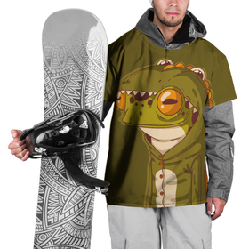 Накидка на куртку 3D с принтом Лягуха в костюме динозавра , 100% полиэстер |  | Тематика изображения на принте: frog | динозавр | жаба | костюм | лягуха | лягушка