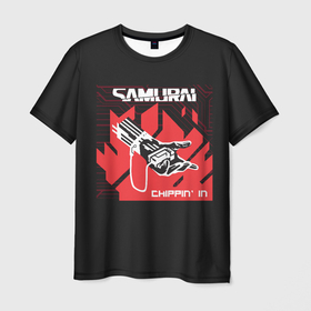 Мужская футболка 3D с принтом SAMURAI (Chippin In) в Тюмени, 100% полиэфир | прямой крой, круглый вырез горловины, длина до линии бедер | chippin in | cyberpunk 2020 | gamer | johnny silverhand | keanu reeves | never fade away | night city | samurai | джонни сильверхенд | игра | игры | киану ривз | киберпанк 2077 | найт сити | рок н ролл | рокер | самурай | тяжелый рок | хард рок |