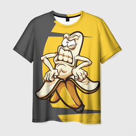 Мужская футболка 3D с принтом Злобный банан в Белгороде, 100% полиэфир | прямой крой, круглый вырез горловины, длина до линии бедер | банан | гнев | злобный | плод | фрукт