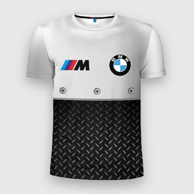 Мужская футболка 3D Slim с принтом BMW БМВ СТАЛЬ в Курске, 100% полиэстер с улучшенными характеристиками | приталенный силуэт, круглая горловина, широкие плечи, сужается к линии бедра | auto | bmw | авто | автомобиль | бмв | бумер | бэха | марка | машина | спорт | финишный | флаг