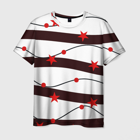 Мужская футболка 3D с принтом Красные Звезды На Волнах в Петрозаводске, 100% полиэфир | прямой крой, круглый вырез горловины, длина до линии бедер | в топе | в тренде | веселый | весна | волна | забавный | звезда | красивый | красная | модный | одежда со звездами | принт | счастливый | черный
