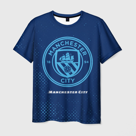 Мужская футболка 3D с принтом MANCHESTER CITY | Manchester City в Петрозаводске, 100% полиэфир | прямой крой, круглый вырез горловины, длина до линии бедер | city | club | footbal | logo | manchester | manchester city | гранж | знак | клуб | логотип | логотипы | манчестер | символ | символы | сити | форма | футбол | футбольная | футбольный