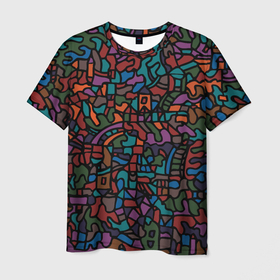 Мужская футболка 3D с принтом Загадочный пазл в Екатеринбурге, 100% полиэфир | прямой крой, круглый вырез горловины, длина до линии бедер | Тематика изображения на принте: графика | картина | линии | рисунок | цвет