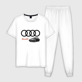 Мужская пижама хлопок с принтом Audi   Prestige , 100% хлопок | брюки и футболка прямого кроя, без карманов, на брюках мягкая резинка на поясе и по низу штанин
 | audi | car | germany | power | автомобиль | ауди | германия | мощь