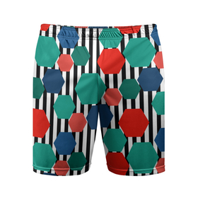 Мужские шорты спортивные с принтом Геометрический разноцветный узор ,  |  | абстрактный | геометрический | детский | зеленый | модный | молодежный | полосатый | полоска | современный