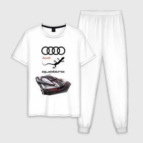 Мужская пижама хлопок с принтом Audi quattro   Concept   Design , 100% хлопок | брюки и футболка прямого кроя, без карманов, на брюках мягкая резинка на поясе и по низу штанин
 | audi | car | concept | germany | lizard | quattro | ауди | германия | ящерица