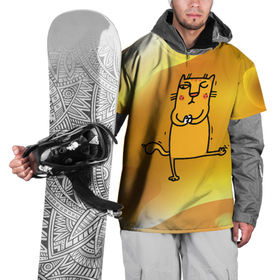 Накидка на куртку 3D с принтом строгий кот занимается йогой в Тюмени, 100% полиэстер |  | йог | йога | кот йога | котенок | котик | кошка | рыжий кот | спокойствие