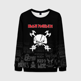 Мужской свитшот 3D с принтом Iron Maiden логотипы рок групп в Белгороде, 100% полиэстер с мягким внутренним слоем | круглый вырез горловины, мягкая резинка на манжетах и поясе, свободная посадка по фигуре | iron | iron maiden | maiden | music | rock | айрон майден | айрон мейден | группа | музыка | рок