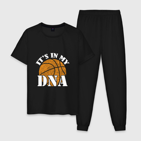 Мужская пижама хлопок с принтом ДНК Баскетбол в Тюмени, 100% хлопок | брюки и футболка прямого кроя, без карманов, на брюках мягкая резинка на поясе и по низу штанин
 | Тематика изображения на принте: basketball | game | nba | sport | баскетбол | баскетболист | игра | мяч | нба | спорт | спортсмен