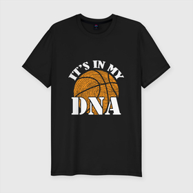 Мужская футболка хлопок Slim с принтом ДНК Баскетбол , 92% хлопок, 8% лайкра | приталенный силуэт, круглый вырез ворота, длина до линии бедра, короткий рукав | basketball | game | nba | sport | баскетбол | баскетболист | игра | мяч | нба | спорт | спортсмен
