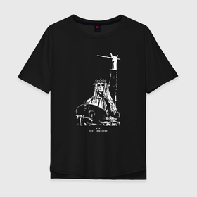 Мужская футболка хлопок Oversize с принтом Джои Джордисон в Санкт-Петербурге, 100% хлопок | свободный крой, круглый ворот, “спинка” длиннее передней части | joey | jordison | rip | slipknot | барабанщик | барабаны | джои | джордисон | метал | ню метал | слипкнот | ударник