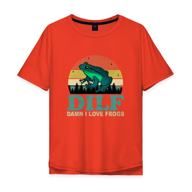 Мужская футболка хлопок Oversize с принтом i love frogs в Кировске, 100% хлопок | свободный крой, круглый ворот, “спинка” длиннее передней части | damn | dilf | i love frogs | лягушка | франция