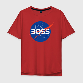 Мужская футболка хлопок Oversize с принтом Босс наса в Кировске, 100% хлопок | свободный крой, круглый ворот, “спинка” длиннее передней части | boss | босс | бренд | начальник | прикол | шеф