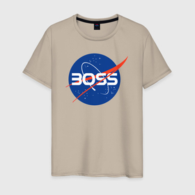 Мужская футболка хлопок с принтом Босс наса в Курске, 100% хлопок | прямой крой, круглый вырез горловины, длина до линии бедер, слегка спущенное плечо. | boss | босс | бренд | начальник | прикол | шеф