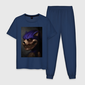 Мужская пижама хлопок с принтом Sonic DARK , 100% хлопок | брюки и футболка прямого кроя, без карманов, на брюках мягкая резинка на поясе и по низу штанин
 | dark | forest | game | доктор эггмен | еж | соник