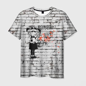 Мужская футболка 3D с принтом Banksy Девочка в Противогазе Бэнкси , 100% полиэфир | прямой крой, круглый вырез горловины, длина до линии бедер | Тематика изображения на принте: art | banksy | create | graffity | kid | love | peace | wall | арт | бенкси | бэнкси | граффити | дети | исскуство | лес | любовь | мир | небо | противогаз | ри | стена | текстура | узоры | художник | чб | шар