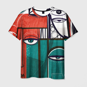 Мужская футболка 3D с принтом глаза   арт в Новосибирске, 100% полиэфир | прямой крой, круглый вырез горловины, длина до линии бедер | арт | глаза | детские | квадраты | линии | обстракция | патерны | разноцветные | рисунки | текстуры | хлопок | яркие