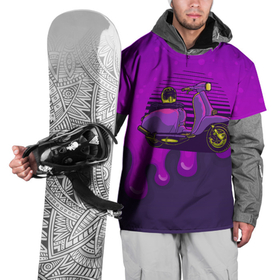 Накидка на куртку 3D с принтом Фиолетовый  мопед в Екатеринбурге, 100% полиэстер |  | moto | мопед | мото | мотороллер | мотоспорт | мотоцикл
