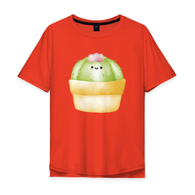 Мужская футболка хлопок Oversize с принтом Маленький   кактус , 100% хлопок | свободный крой, круглый ворот, “спинка” длиннее передней части | зеленый кактус | кактус | колючий | колючки | милый | цветок