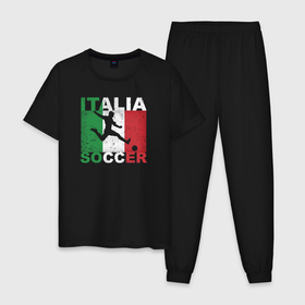 Мужская пижама хлопок с принтом Итальянский футбол в Курске, 100% хлопок | брюки и футболка прямого кроя, без карманов, на брюках мягкая резинка на поясе и по низу штанин
 | football | italia | italy | soccer | socker | игра | италии | италия | итальянский | сборная | сборная италия | сокер | соккер | спорт | футбол | футболист | футбольная | футбольный
