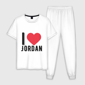 Мужская пижама хлопок с принтом I Love Jordan , 100% хлопок | брюки и футболка прямого кроя, без карманов, на брюках мягкая резинка на поясе и по низу штанин
 | basketball | bulls | chicago | game | jordan | nba | sport | баскетбол | баскетболист | буллс | джордан | игра | мяч | нба | спорт | спортсмен | чикаго