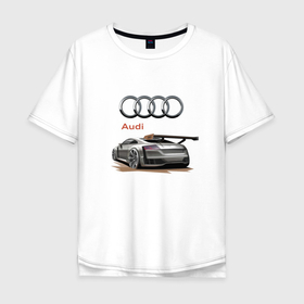 Мужская футболка хлопок Oversize с принтом Audi   Racing team в Курске, 100% хлопок | свободный крой, круглый ворот, “спинка” длиннее передней части | audi | car | motorsport | power | racing | автомобиль | автоспорт | ауди | гонка | мощь