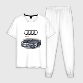 Мужская пижама хлопок с принтом Audi   Concept в Новосибирске, 100% хлопок | брюки и футболка прямого кроя, без карманов, на брюках мягкая резинка на поясе и по низу штанин
 | audi | car | concept | germany | power | prestige | автомобиль | ауди | германия | мощь