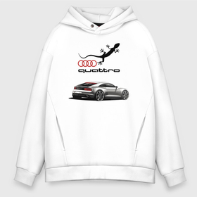 Мужское худи Oversize хлопок с принтом Audi quattro   Lizard в Новосибирске, френч-терри — 70% хлопок, 30% полиэстер. Мягкий теплый начес внутри —100% хлопок | боковые карманы, эластичные манжеты и нижняя кромка, капюшон на магнитной кнопке | audi | car | germany | lizard | power | prestige | quattro | автомобиль | ауди | германия | мощь | ящерица