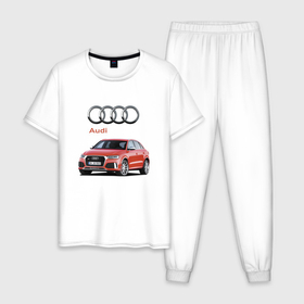 Мужская пижама хлопок с принтом Audi   Germany   Prestige , 100% хлопок | брюки и футболка прямого кроя, без карманов, на брюках мягкая резинка на поясе и по низу штанин
 | audi | car | germany | power | prestige | автомобиль | ауди | германия | мощь