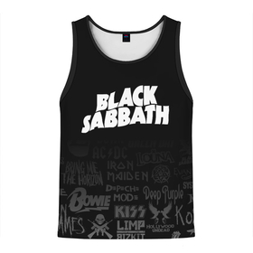 Мужская майка 3D с принтом Black Sabbath логотипы рок групп в Екатеринбурге, 100% полиэстер | круглая горловина, приталенный силуэт, длина до линии бедра. Пройма и горловина окантованы тонкой бейкой | Тематика изображения на принте: black | black sabath | black sabbath | hard rock | heavy metal | ozzy | sabath | блэк сабат | группы | метал | музыка | оззи | оззи осборн | ози | осборн | рок | хард рок | хэви метал