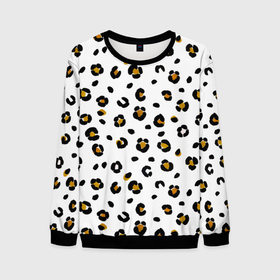 Мужской свитшот 3D с принтом пятна леопарда leopard spots в Кировске, 100% полиэстер с мягким внутренним слоем | круглый вырез горловины, мягкая резинка на манжетах и поясе, свободная посадка по фигуре | animal print | animalistic | background | hipard | leopard | skin | spots | white background | yellow | анималистичный | анималистычный | белый фон | гипард | животные | животный | звериный | звериный принт | леопард | леопардовый | паттерн