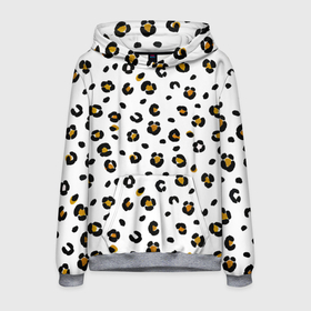 Мужская толстовка 3D с принтом пятна леопарда leopard spots в Кировске, 100% полиэстер | двухслойный капюшон со шнурком для регулировки, мягкие манжеты на рукавах и по низу толстовки, спереди карман-кенгуру с мягким внутренним слоем. | animal print | animalistic | background | hipard | leopard | skin | spots | white background | yellow | анималистичный | анималистычный | белый фон | гипард | животные | животный | звериный | звериный принт | леопард | леопардовый | паттерн