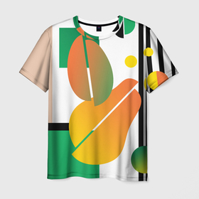 Мужская футболка 3D с принтом Фруктовые градиенты в Курске, 100% полиэфир | прямой крой, круглый вырез горловины, длина до линии бедер | color blocks | абстракция | геометрический | крупный рисунок | фрукты