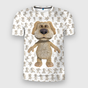 Мужская футболка 3D Slim с принтом Talking Ben   Говорящий Бен в Санкт-Петербурге, 100% полиэстер с улучшенными характеристиками | приталенный силуэт, круглая горловина, широкие плечи, сужается к линии бедра | ben | dog | talking | бен | говорящий | собака | собачка