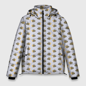 Мужская зимняя куртка 3D с принтом Веселые пчелы в полете в Тюмени, верх — 100% полиэстер; подкладка — 100% полиэстер; утеплитель — 100% полиэстер | длина ниже бедра, свободный силуэт Оверсайз. Есть воротник-стойка, отстегивающийся капюшон и ветрозащитная планка. 

Боковые карманы с листочкой на кнопках и внутренний карман на молнии. | Тематика изображения на принте: бусшовный | в полете | весенний | детский | дикая | дикие пчелы | желтый | женские | лесные | летает | летит | летний | мед | мелкие элементы | мелкий | насекомое | насекомые | паттерн | пчелка