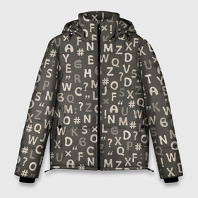 Мужская зимняя куртка 3D с принтом Буквы английского алфавита , знаки и символы в Новосибирске, верх — 100% полиэстер; подкладка — 100% полиэстер; утеплитель — 100% полиэстер | длина ниже бедра, свободный силуэт Оверсайз. Есть воротник-стойка, отстегивающийся капюшон и ветрозащитная планка. 

Боковые карманы с листочкой на кнопках и внутренний карман на молнии. | Тематика изображения на принте: алфавит | английский | белый | бесконечный | бесшовный | буквы | графит | графитовый | знаки | знаки препинания | латиница | латинский | монохромный | образование | пепельный | разноцветный | серый