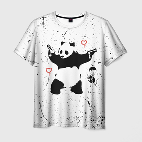 Мужская футболка 3D с принтом BANKSY БЭНКСИ панда в Санкт-Петербурге, 100% полиэфир | прямой крой, круглый вырез горловины, длина до линии бедер | banksy | арт | бенкси | бэнкси | граффити | картина | крыса | мышка | мышь | панда | роберт | робин бэнкс | робин ганнингхем | стрит арт | творчество | художник