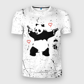 Мужская футболка 3D Slim с принтом BANKSY БЭНКСИ панда в Новосибирске, 100% полиэстер с улучшенными характеристиками | приталенный силуэт, круглая горловина, широкие плечи, сужается к линии бедра | Тематика изображения на принте: banksy | арт | бенкси | бэнкси | граффити | картина | крыса | мышка | мышь | панда | роберт | робин бэнкс | робин ганнингхем | стрит арт | творчество | художник