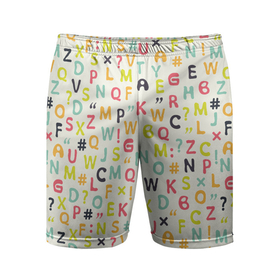 Мужские шорты спортивные с принтом Буквы и символы в Белгороде,  |  | alphabet | text | алфавит | английский | буквы | весенний | детксий | для девочки | для мальчика | желтый | жизнерадостный | зеленый | знаки | красочный | латиница | летний | молодежный | оранжевый