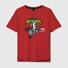 Мужская футболка хлопок Oversize с принтом Motocross Мотокросс в Кировске, 100% хлопок | свободный крой, круглый ворот, “спинка” длиннее передней части | motocross | мото | мото спорт | мотокросс | мотоцикл | мотоциклист