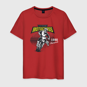 Мужская футболка хлопок с принтом Motocross Мотокросс в Белгороде, 100% хлопок | прямой крой, круглый вырез горловины, длина до линии бедер, слегка спущенное плечо. | motocross | мото | мото спорт | мотокросс | мотоцикл | мотоциклист
