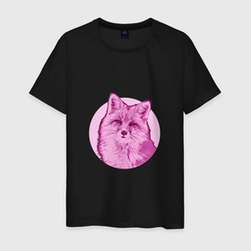 Мужская футболка хлопок с принтом Лисица в кругу в Тюмени, 100% хлопок | прямой крой, круглый вырез горловины, длина до линии бедер, слегка спущенное плечо. | fox | лис | лиса | лисенок | лисичка | рыжая