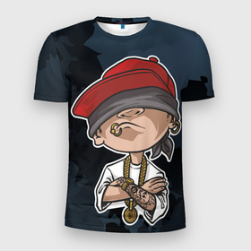 Мужская футболка 3D Slim с принтом Пацанчик с татухами в Тюмени, 100% полиэстер с улучшенными характеристиками | приталенный силуэт, круглая горловина, широкие плечи, сужается к линии бедра | парень | пацанчик | рэп | рэпер | стиль