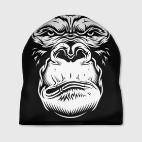 Шапка 3D с принтом Морда гориллы в Тюмени, 100% полиэстер | универсальный размер, печать по всей поверхности изделия | gorilla | голова | горилла | животное | обезьяна