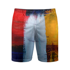 Мужские шорты спортивные с принтом КРАС в Новосибирске,  |  | абстракция | краска | пестрое | цветное | яркий