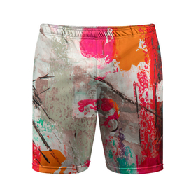 Мужские шорты спортивные с принтом Кляксы Моцарта в Курске,  |  | Тематика изображения на принте: абстракция | акварель | краски | пестрый | цветное