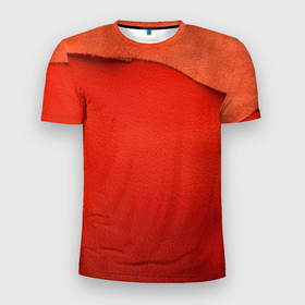 Мужская футболка 3D Slim с принтом Тряпочка в Кировске, 100% полиэстер с улучшенными характеристиками | приталенный силуэт, круглая горловина, широкие плечи, сужается к линии бедра | в крапинку | накладка | обрезан | оранжевый | текстура